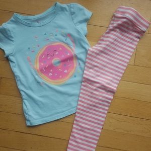 Short sleeve donut tee 4t w striped leggings 4